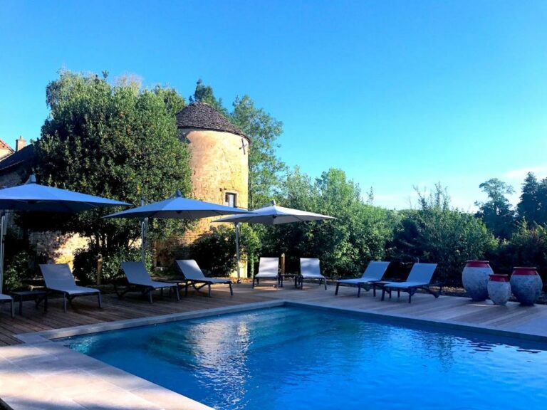 حمام السباحة في Château D'igé أو يقع في مكان قريب